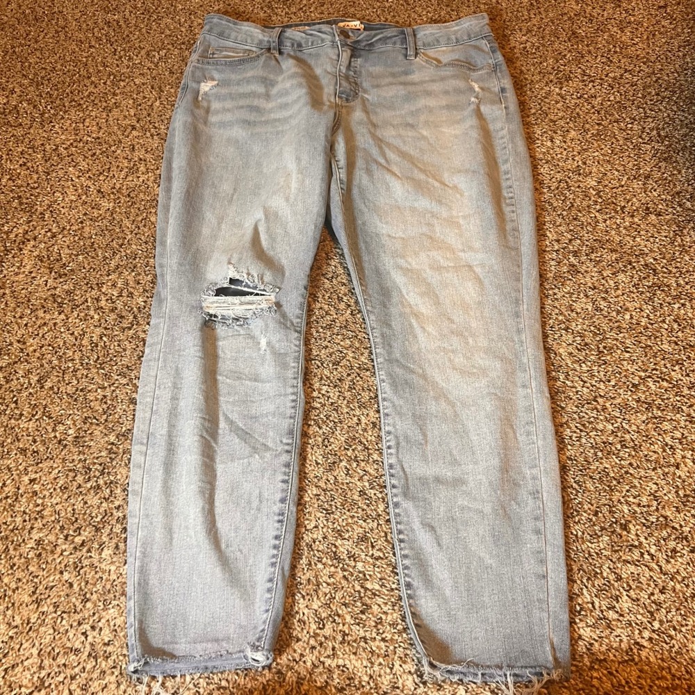 Ava & Viv Womens Jeans Mid Rise Skinny Light Wash Distressed Size 18